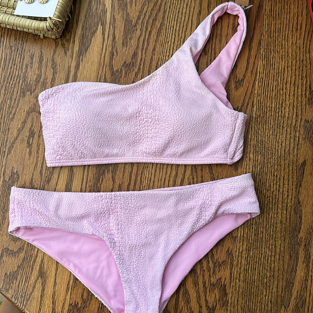 Pacsun Pink One Shoulder Bikini Pale Pink